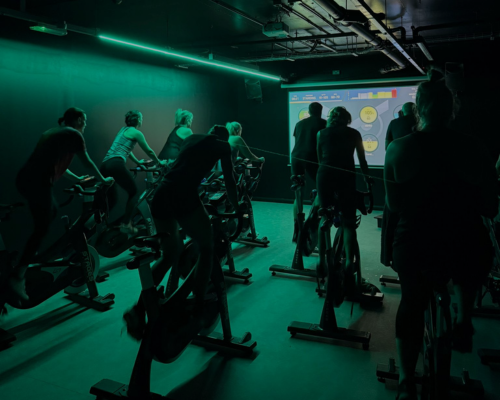 Grooup indoor cycling at The Vault Gym at Winslade Park in Exeter
